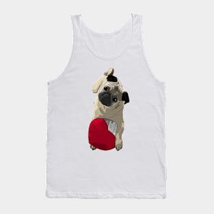 Pug Dog with a Heart Tank Top